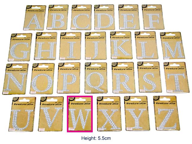 Adhesive Rhinestone Letter W