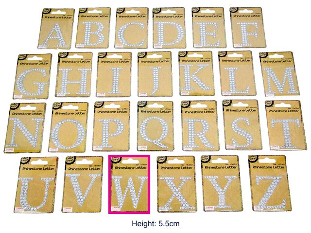 Adhesive Rhinestone Letter W