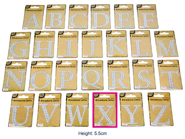 Adhesive Rhinestone Letter X