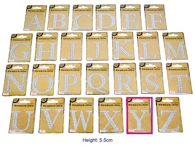 Adhesive Rhinestone Letter Y