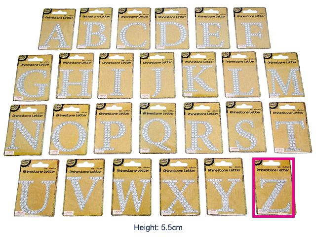 Adhesive Rhinestone Letter Z