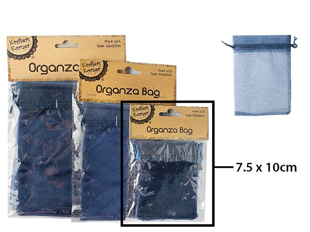 Navy Blue Organza Bonbonniere Lolly Bags - Pack of 6