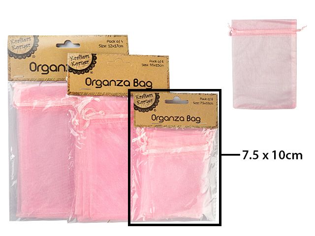 Pink Organza  Bonboniere Lolly Bags - Pack of 6