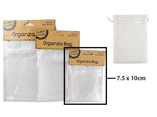 [CB62177] White Organza Bonbonniere Lolly Bags - Pack of 6