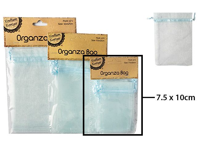 Light Blue Organza Lolly Bags - Pack of 6
