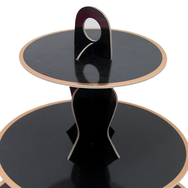[CB62326] Black Solid Cake Cupcake High Tea Stand