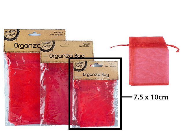 Red Organza Bonboniere Lolly Bags - Pack of 6