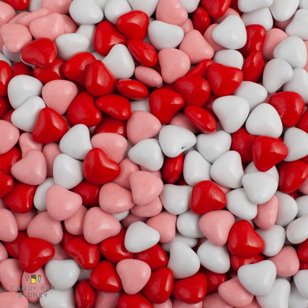 Red Candy Coated Chocolate Hearts 1kg (1 Unit)