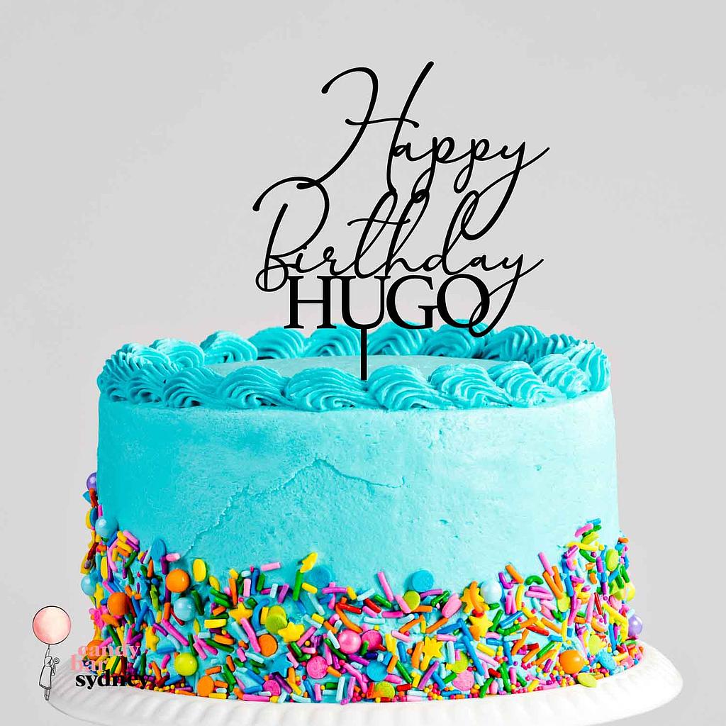 Custom Happy Birthday Cake Topper - Cursive Font