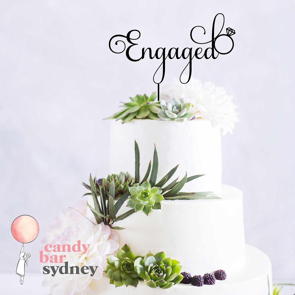 Engaged Cake Topper With Ring