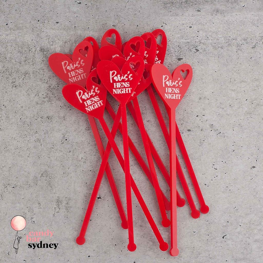 Personalised Heart Drink Stirrers Style 3