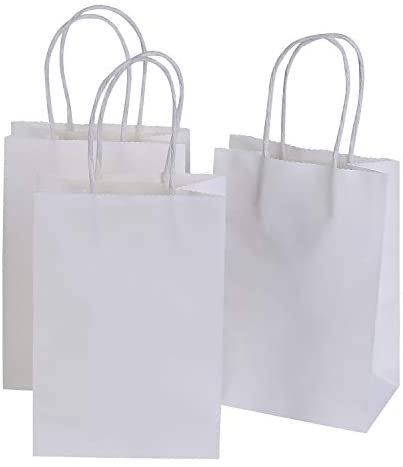 3 x White Craft Paper Large Lolly Loot Party Gift Bags with Handles 23cm x16.5cm x 8cm