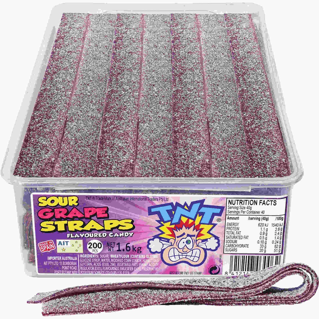 TNT Sour Grape Straps 1.6kg (1 Tub)