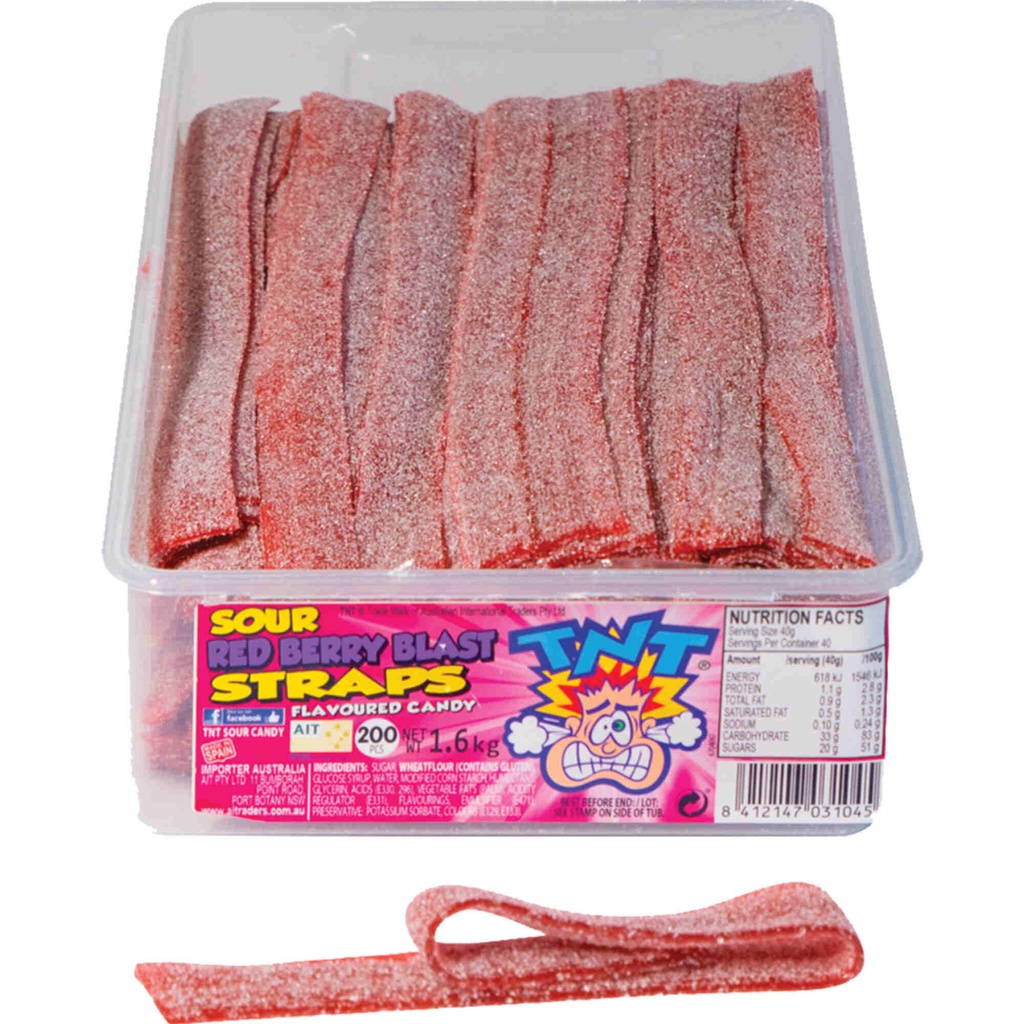 TNT Sour Red Berry Blast Straps 1.6kg (1 Tub)