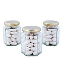 Hexagonal Bonbonniere Glass Jar 190ml - Black Lid