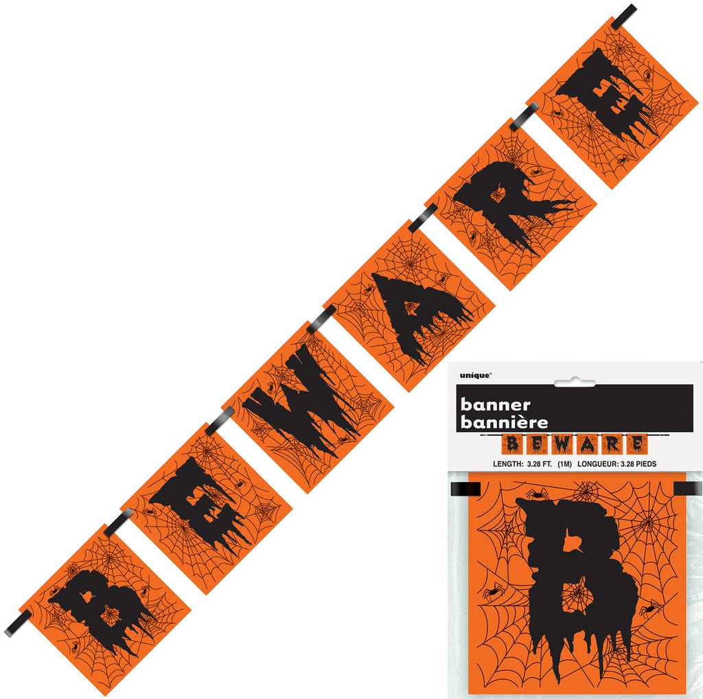 "BEWARE" Block Banner 1m