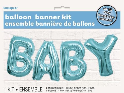 Blue BABY Foil Balloon AirfilledÂ Banner 2.4m