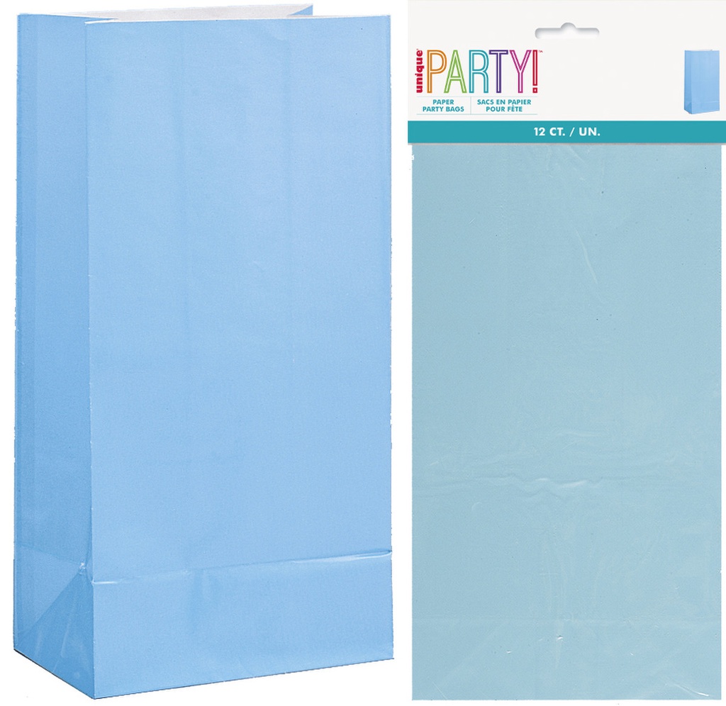 Pastel Baby Light Blue Paper Party Lolly Loot Bags 12 pack