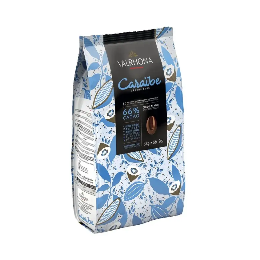 Valrhona Caraibe 66% Dark Couverture Chocolate Feves 3kg