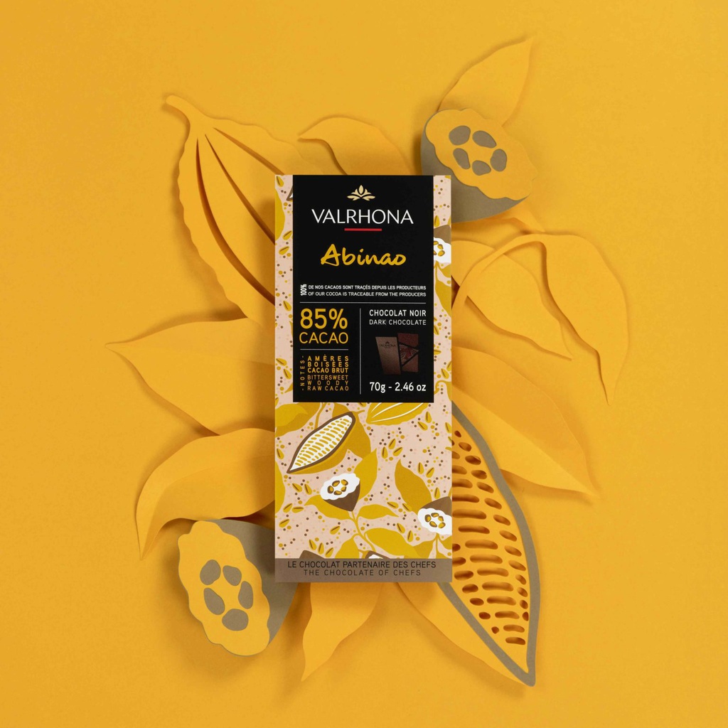 Valrhona Noir Abinao 85% Dark Chocolate Bar 70g x12