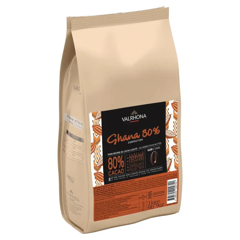 Valrhona Ghana 80% Dark Couverture Chocolate Feves 3kg