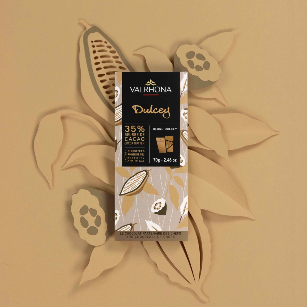 Valrhona Dulcey 35% White Chocolate Bar 70g x12