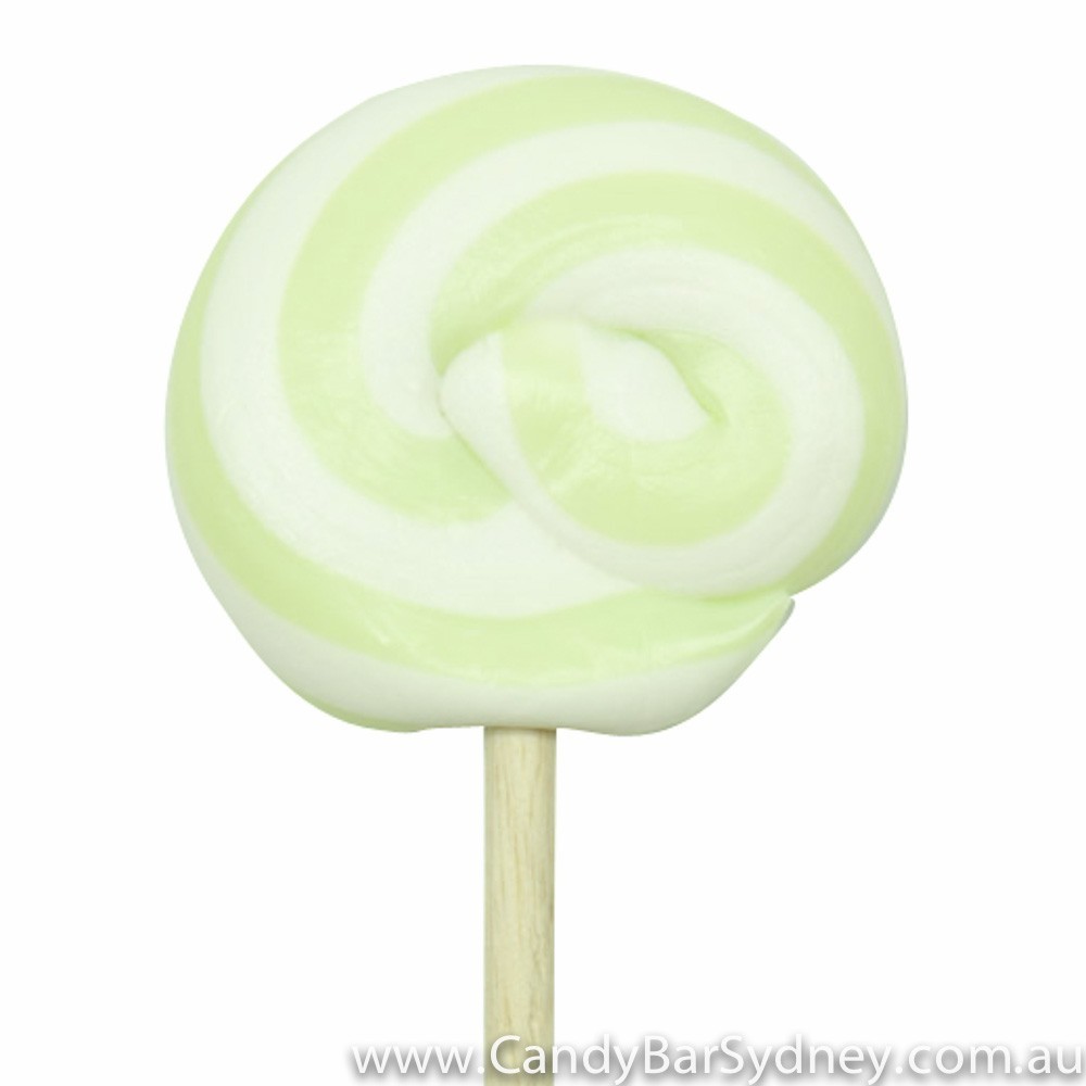 Green & White Swirl Rock Candy Lollipop