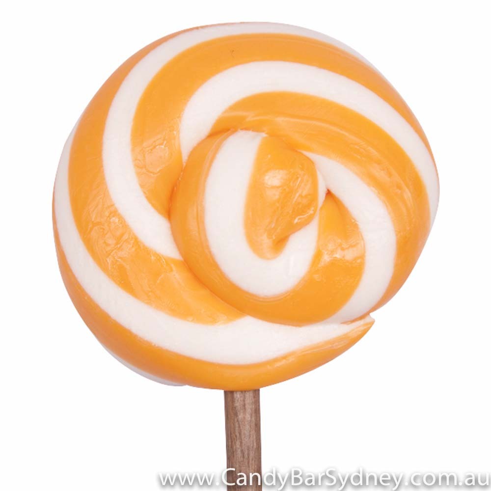 Orange &amp; White Swirl Rock Candy Lollipop