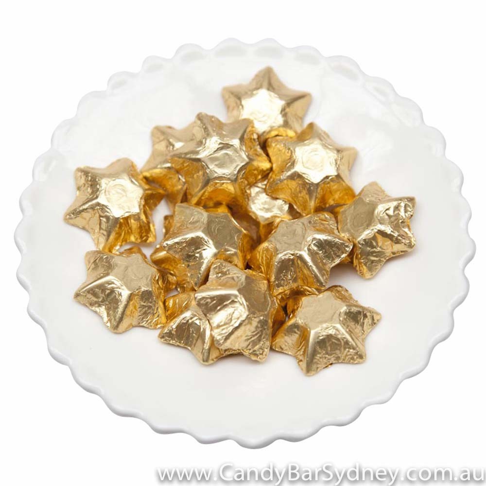 Matte Gold Belgian Chocolate Stars 500g - 5kg (500g Bag)