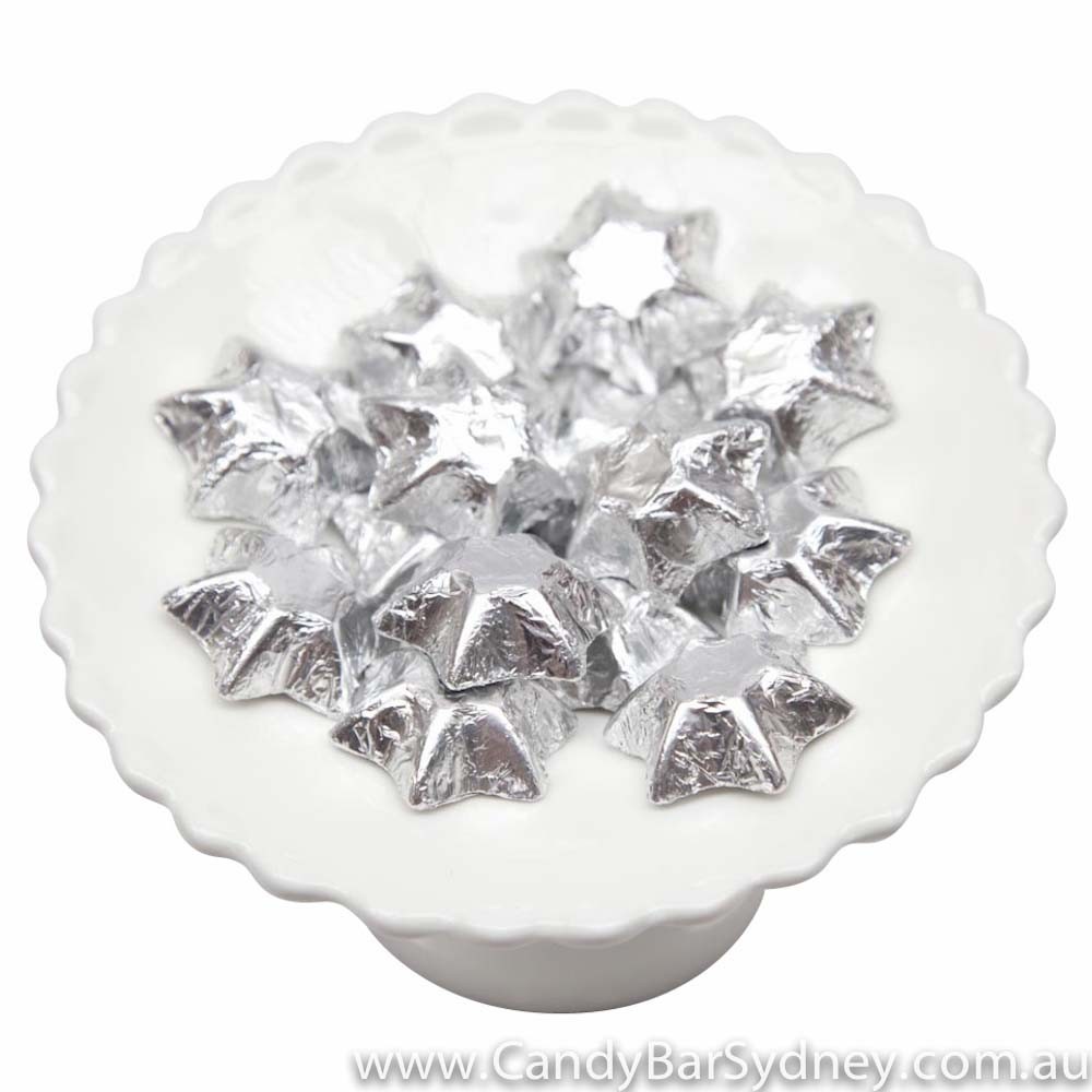 Silver Belgian Chocolate Stars 500g - 5kg (500g Bag)