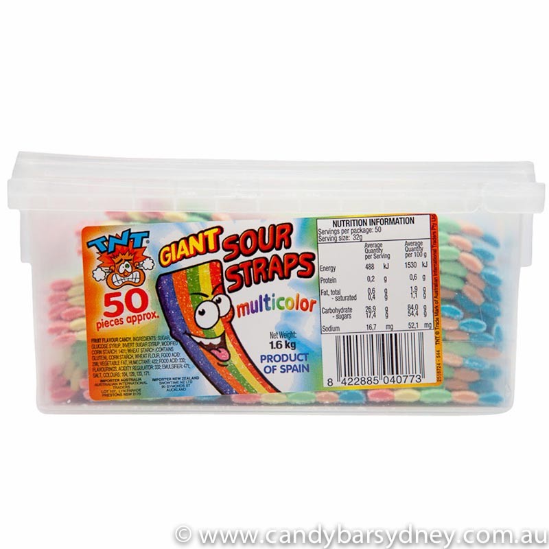 TNT Giant Multicolour Sour Straps (1 Tub)