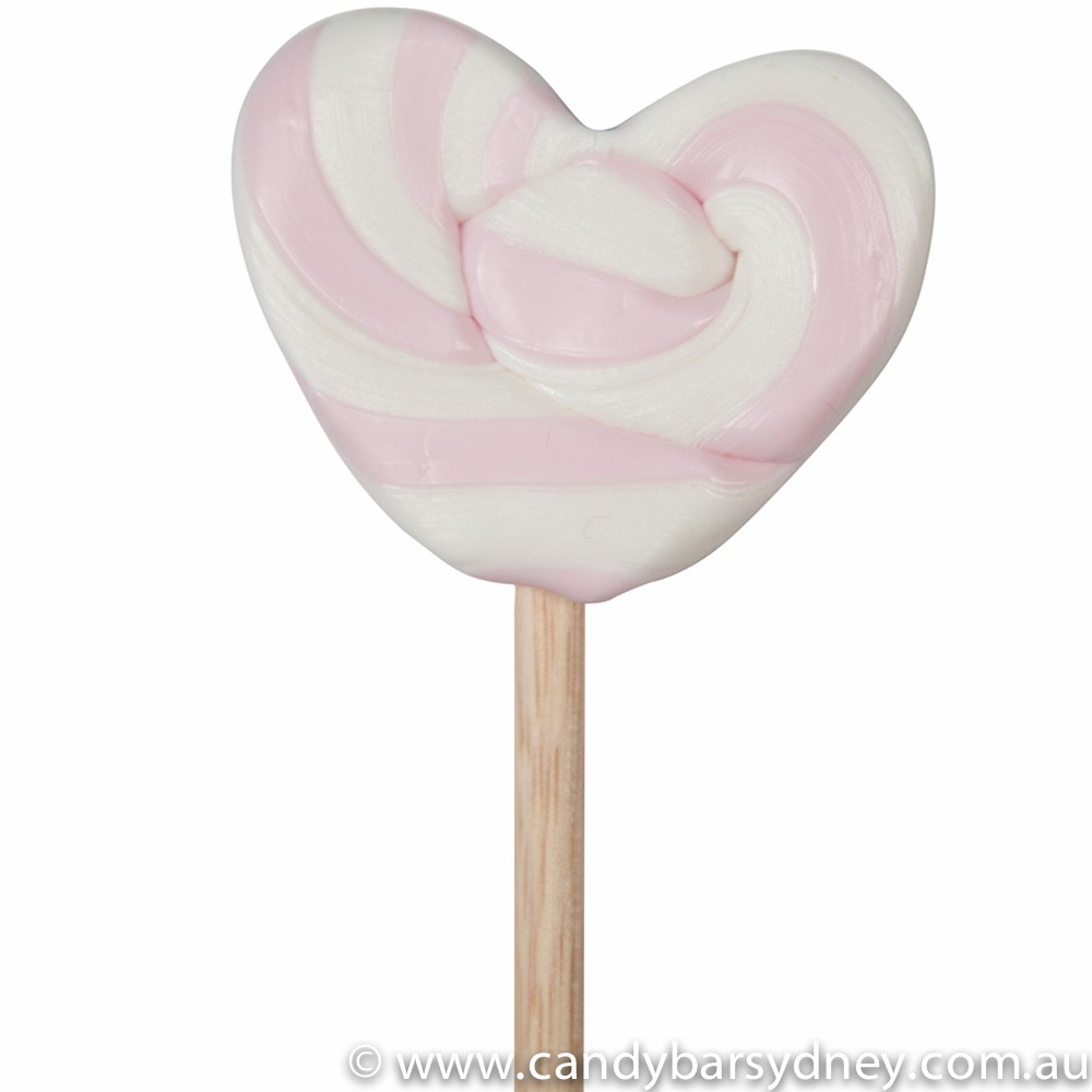 Baby Pink & White Swirl Heart Lollipop