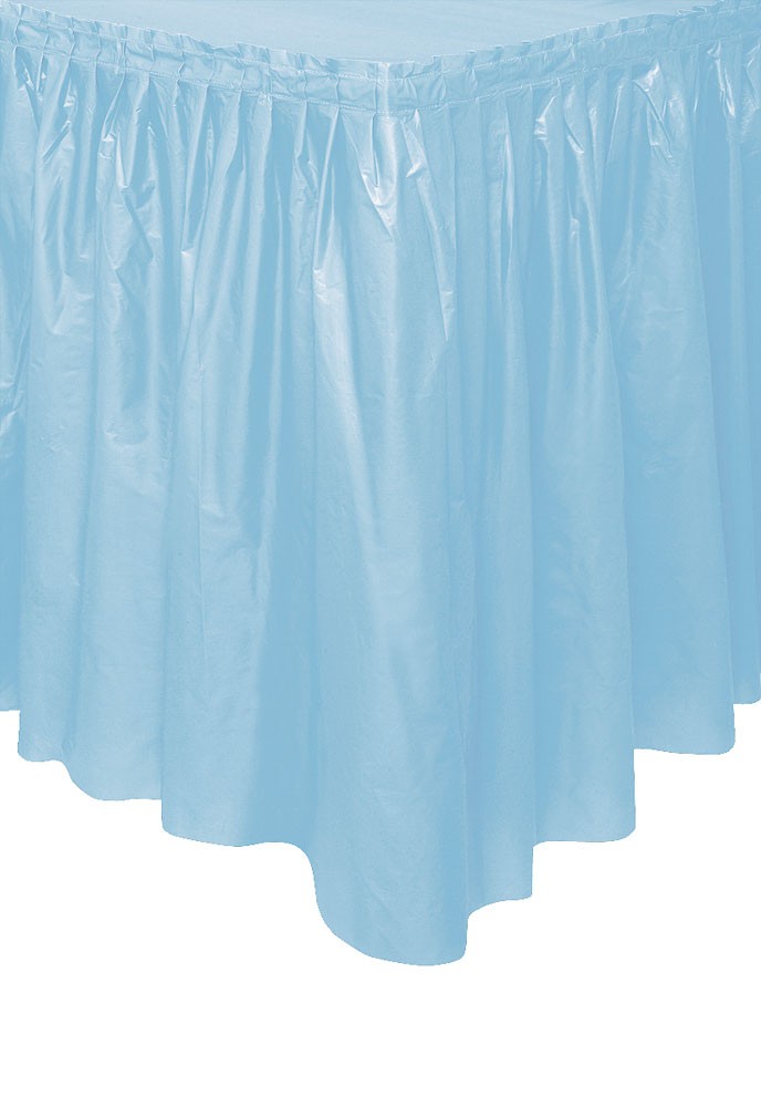 Light Blue Plastic Tableskirt