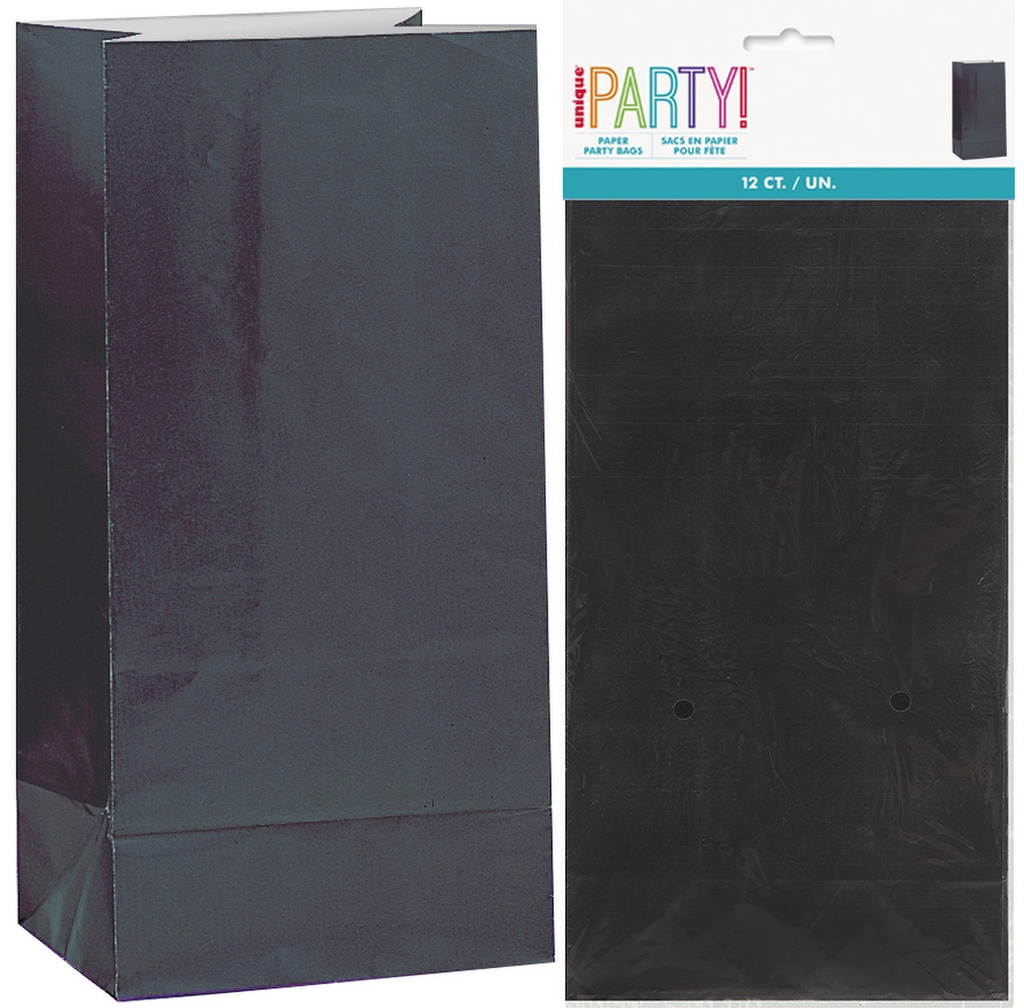 Black Paper Party Lolly Loot Bags 12 pack