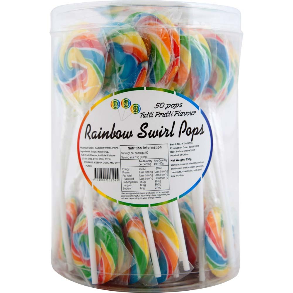 Rainbow Mini Swirl Lollipops 50 pack (1 Pack)