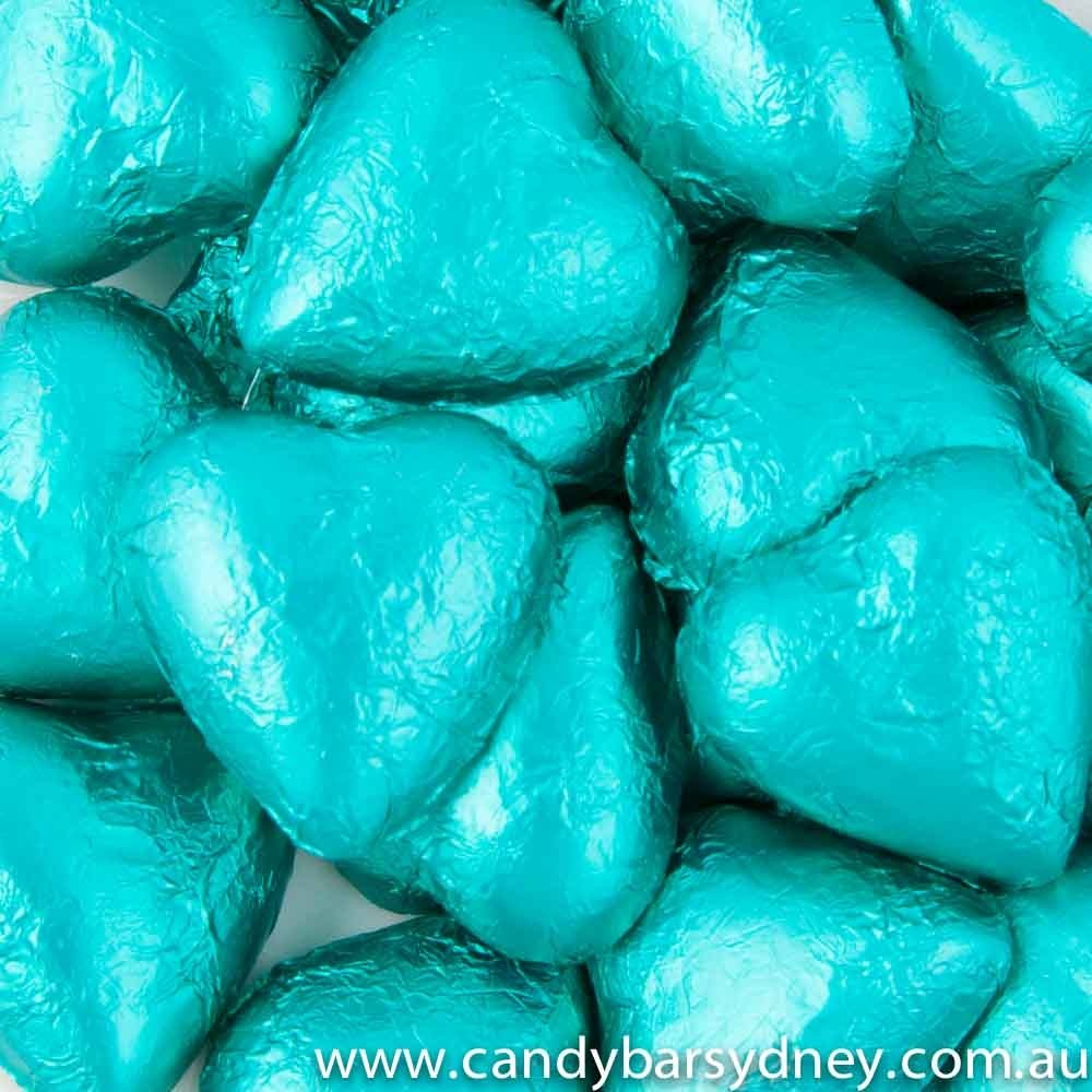 Teal Belgian Chocolate Hearts 500g - 5kg - Candy Bar Sydney