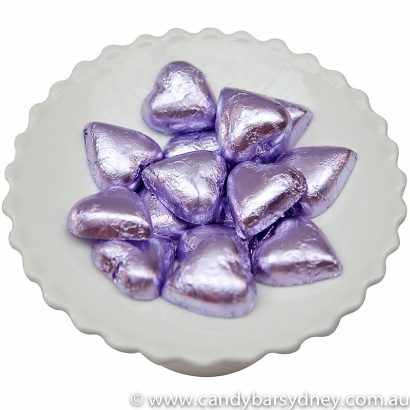 Lilac Belgian Chocolate Hearts 500g - 5kg (500g Bag)