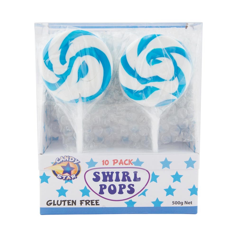 Blue Swirl Lollipops 50g - 10 Pack