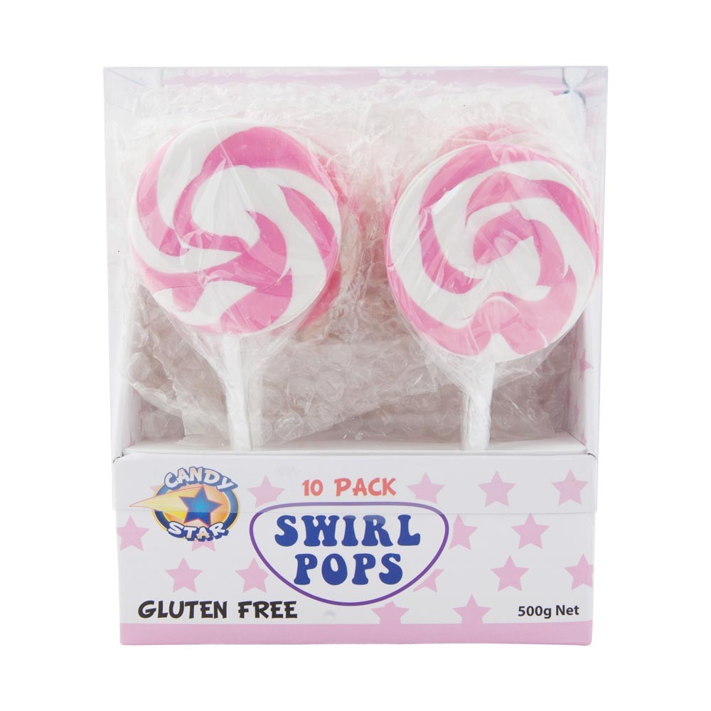 Pink Swirl Lollipops 50g - 10 Pack | Candy Bar Sydney