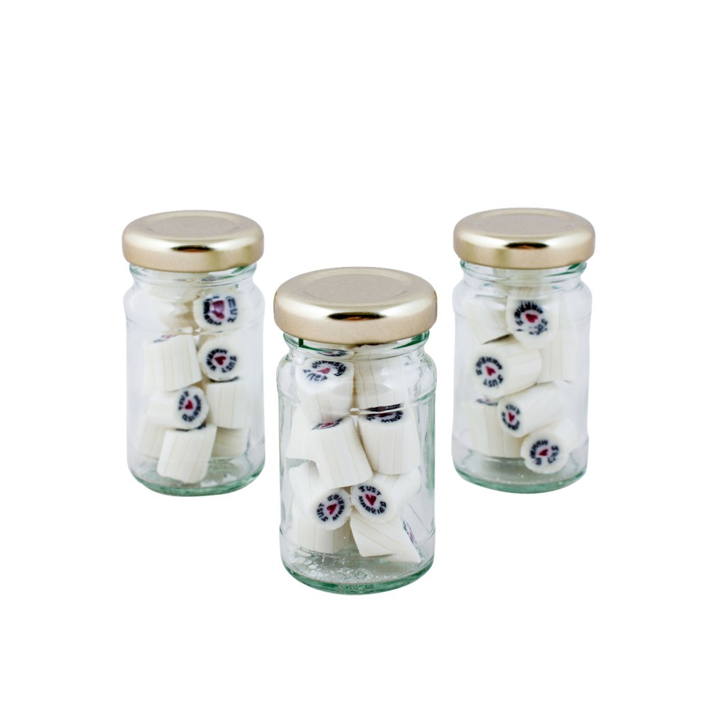 Round Bonbonniere Glass Jar 67ml - Gold Lid