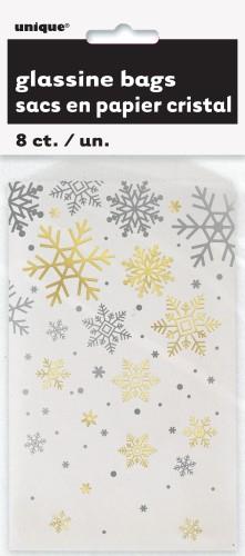 Silver and Gold Snowflake Gloss Treat Bags 8 Pack