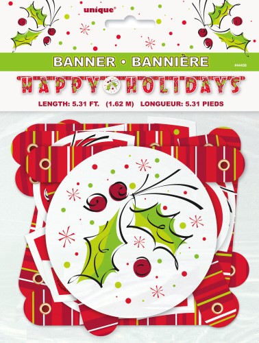 Happy Holidays Holly Jointed Banner