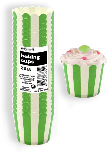 Green Stripe Baking Cups 25pk