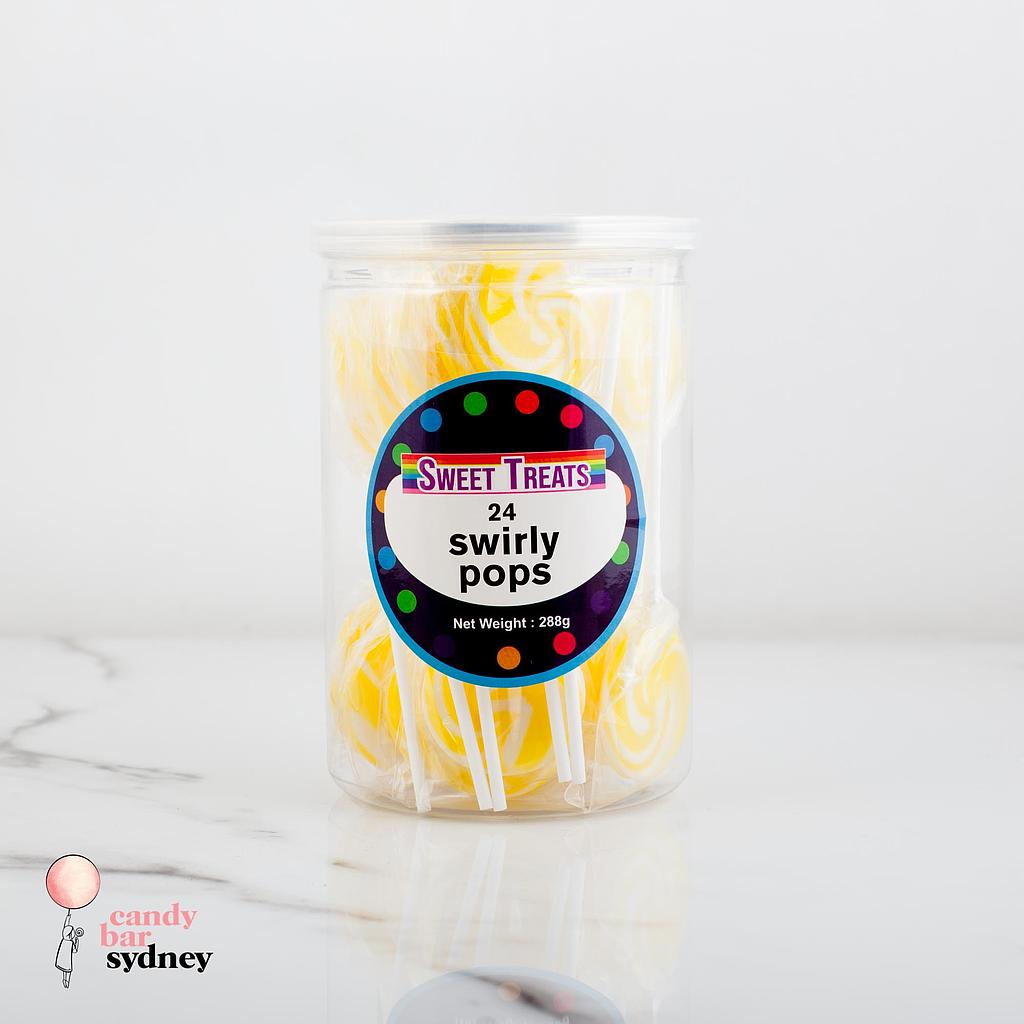 Yellow Mini Swirl Lollipops 24 pack (288g) (1 Pack)