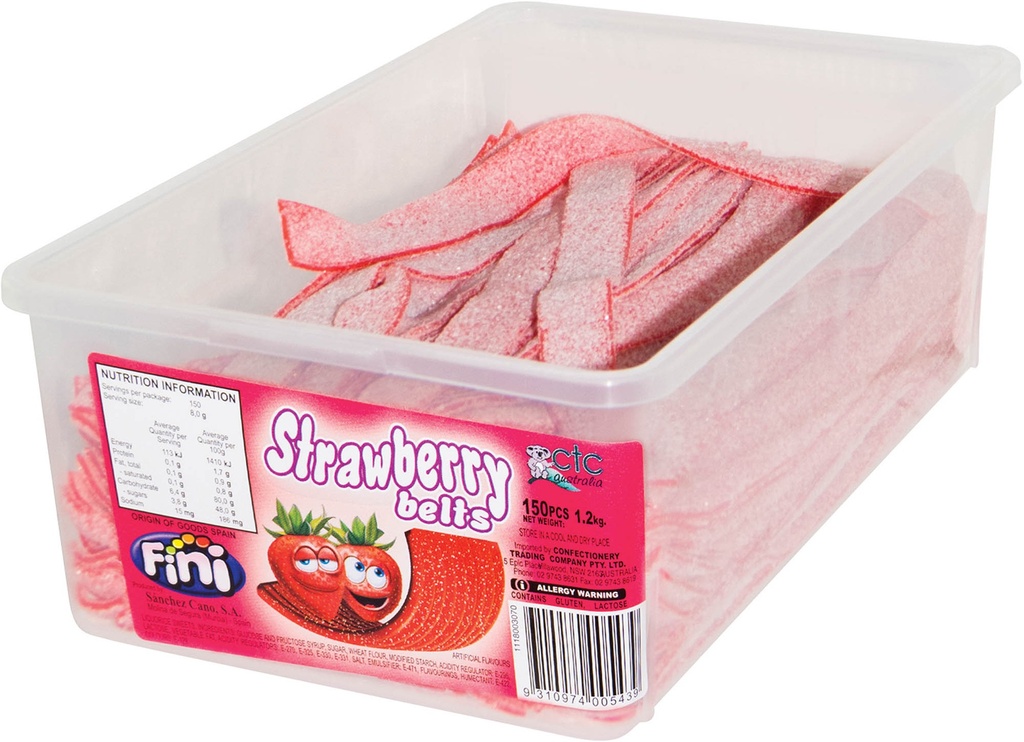 Fini Sour Strawberry Belts 1.2kg