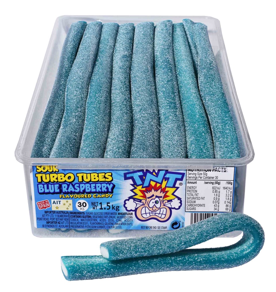TNT Sour Blue Raspberry Turbo Tubes (1 Unit)