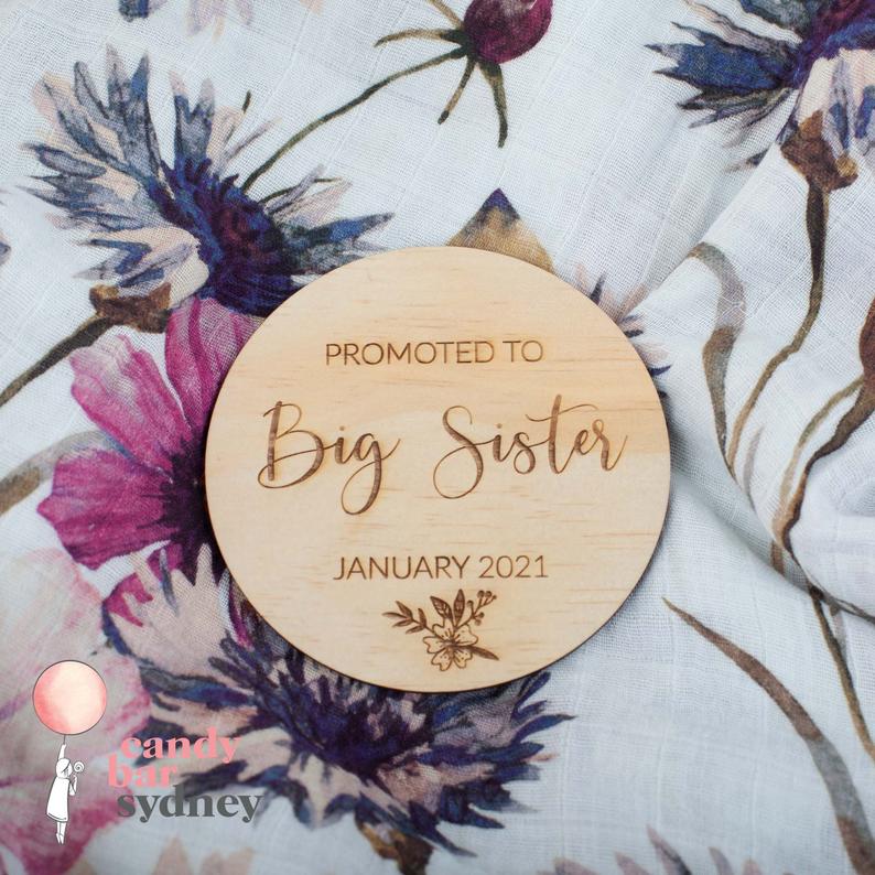 Personalised Promoted to Big Sister Baby Announcement