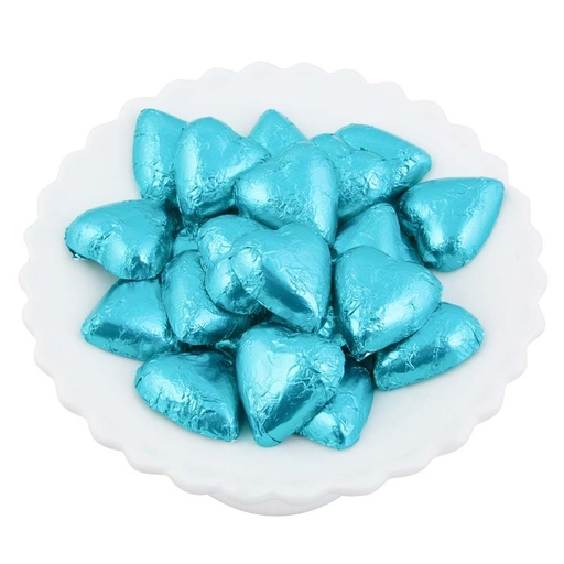 Aqua/Tiffany Belgian Chocolate Hearts 500g - 5kg