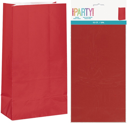 Red Paper Party Lolly Loot Bags 12 pack
