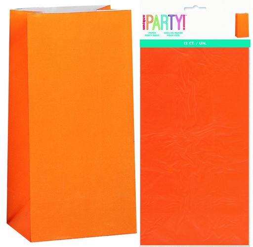 Orange Paper Party Lolly Loot Bags 12 pack